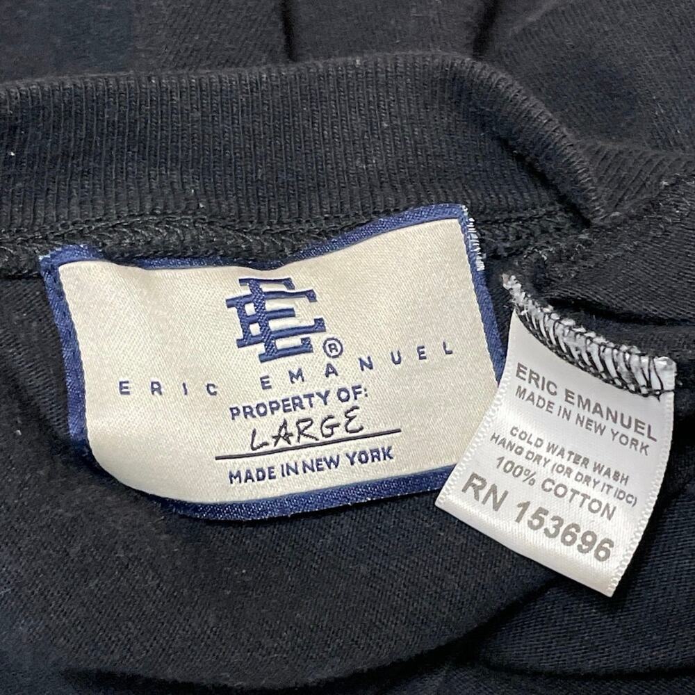 Eric Emanuel Men's Black Long Sleeve Crew Neck Graphic T Shirt Tee Top Size L - Picture 4 of 4